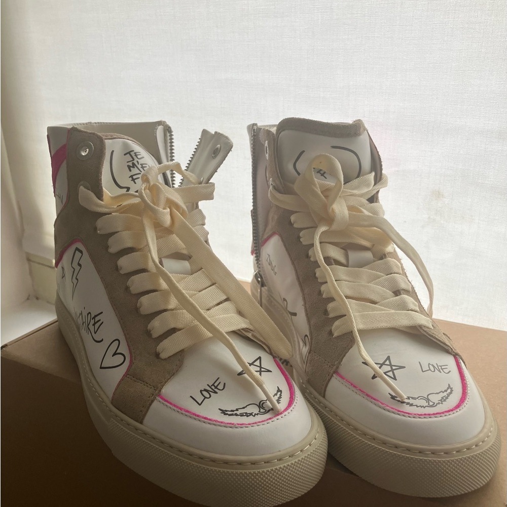 Zadig&Voltaire high top graffiti sneakers .Size 39. NWB.